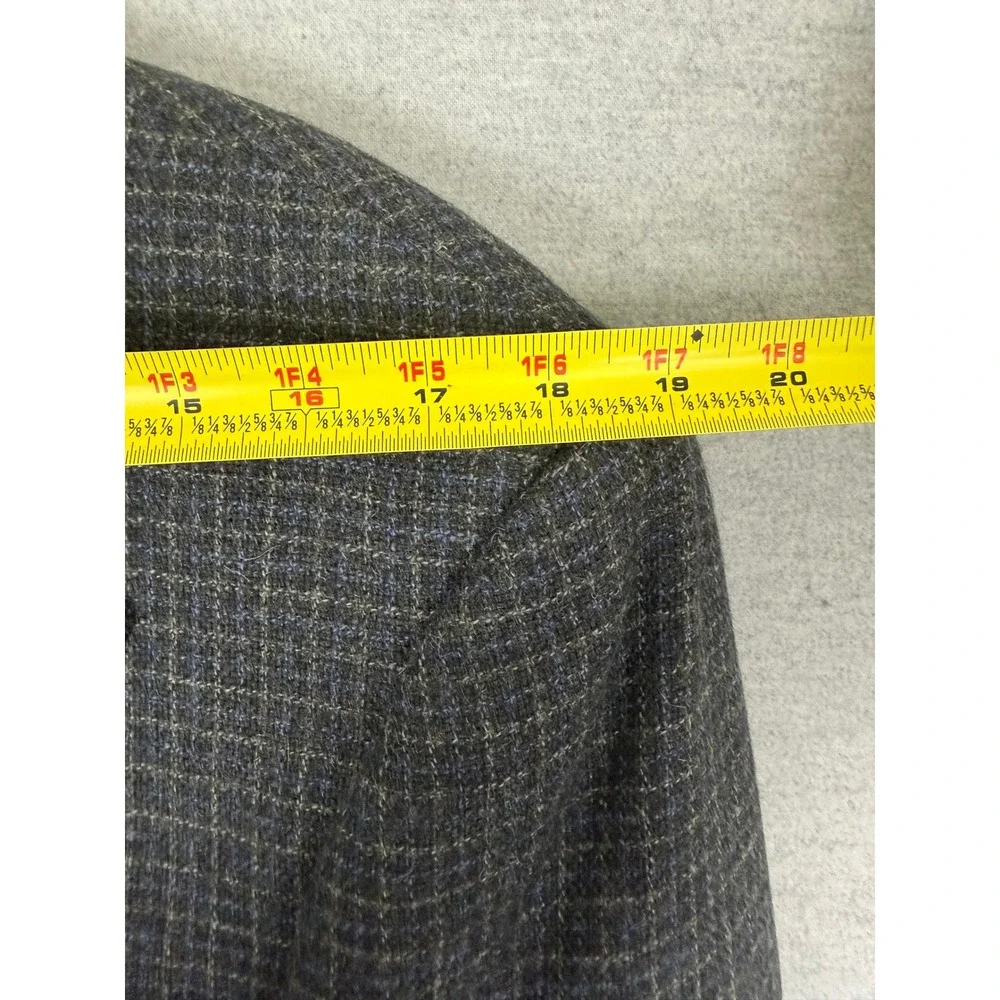 Southwick Mens 42L Sport Coat Blazer Grey Blue Micro Check USA Made